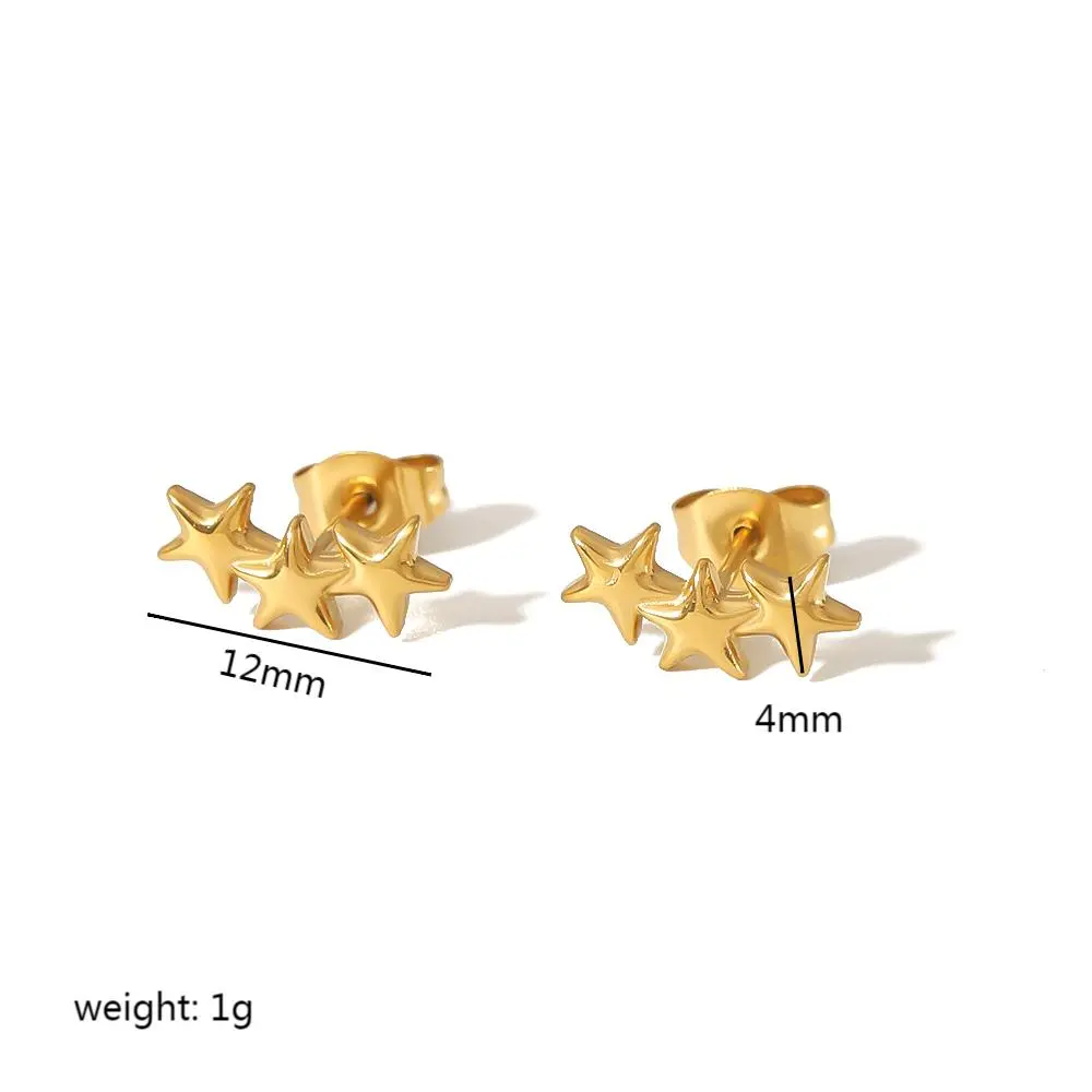 1 Pair Simple Style Star Shape Stainless Steel 18K Gold Plated Women's Stud Earrings h5 Picture2